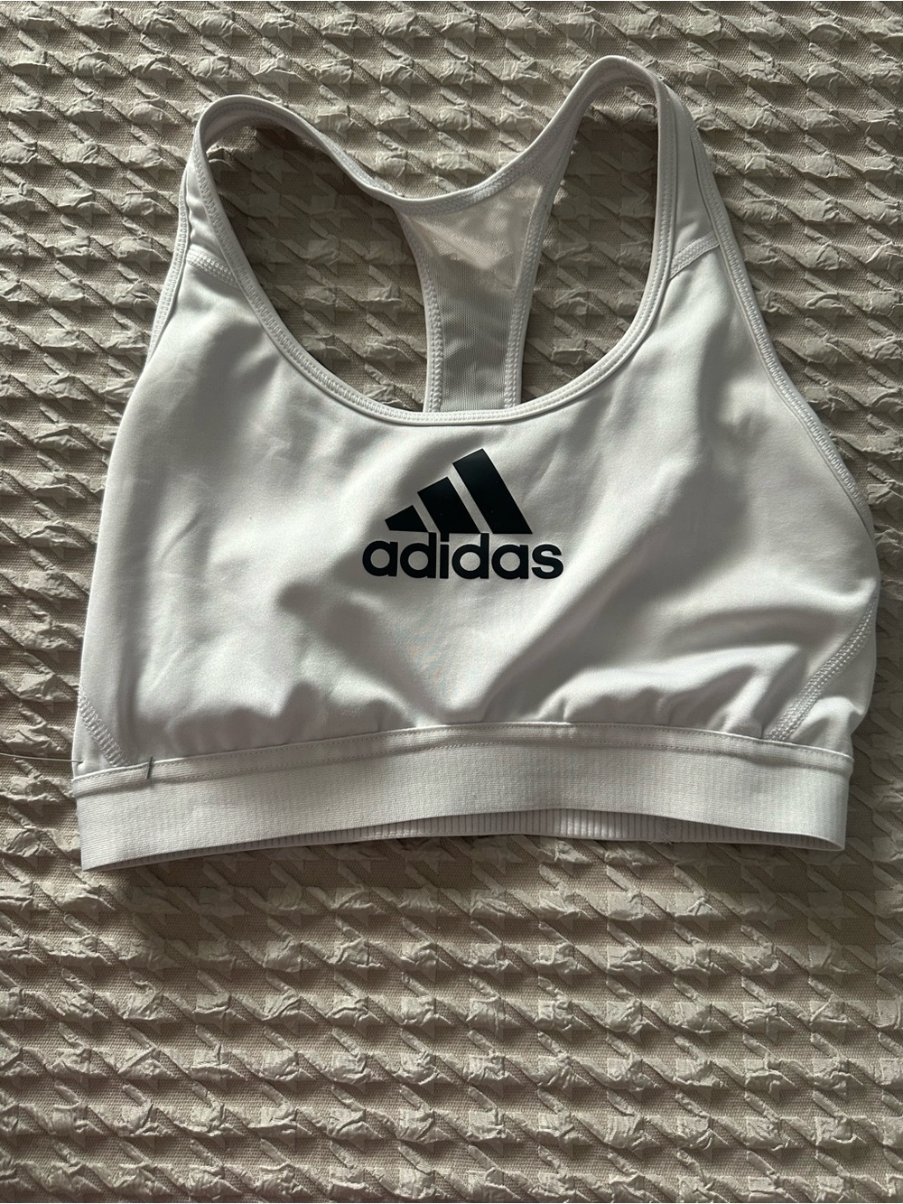adidas White Racerback Sports Swim Top with Black Logo